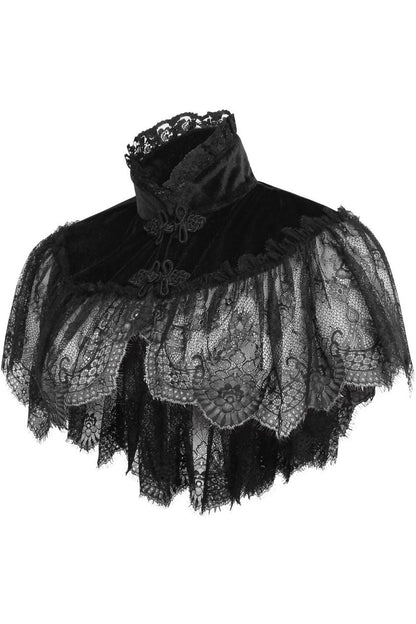 Black Velvet & Lace Capelet.