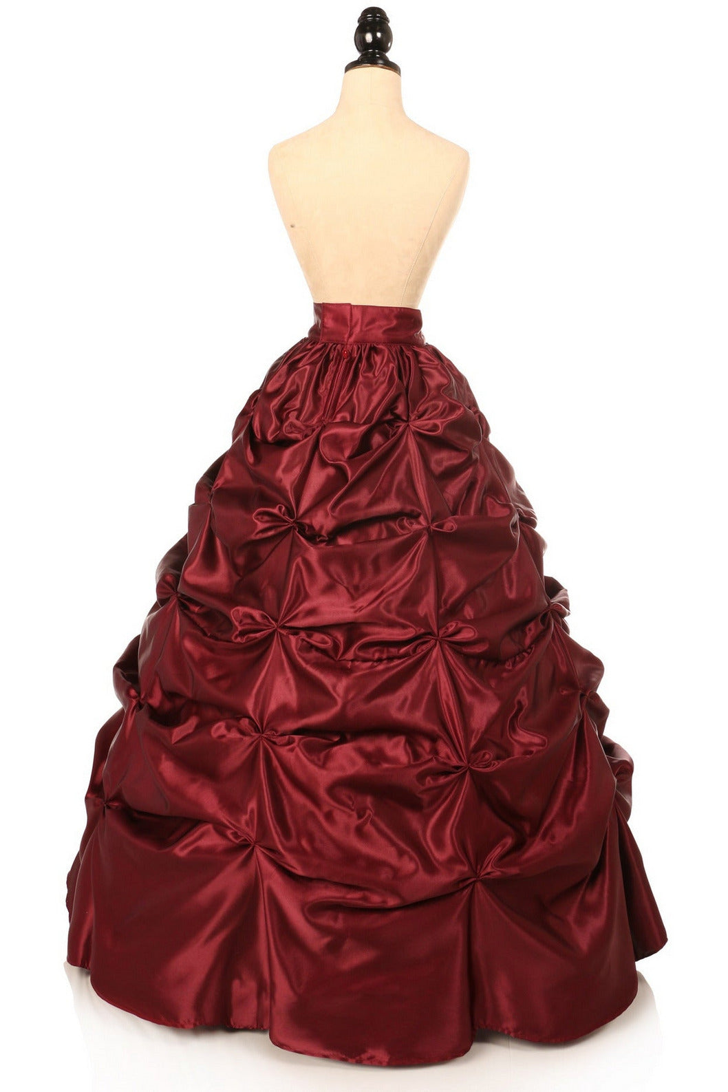 Wine Satin Pick-Up Long Skirt.