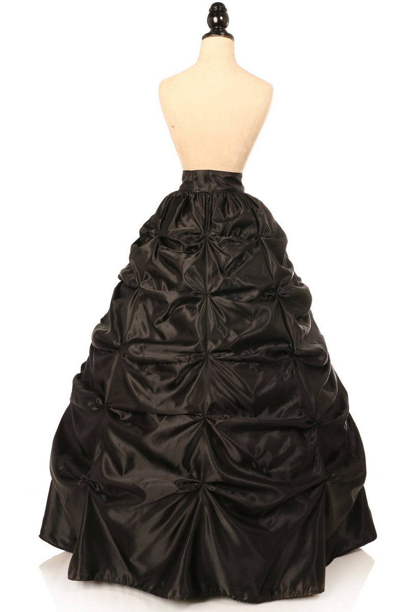 Black Satin Pick-Up Long Skirt-Daisy Corsets