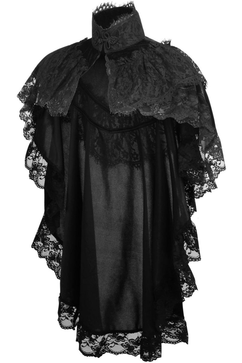 Tapered Black Velvet & Lace Capelet.