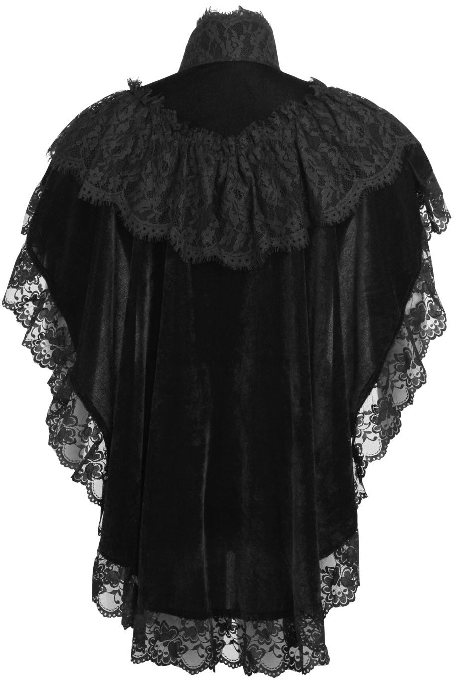 Tapered Black Velvet & Lace Capelet.