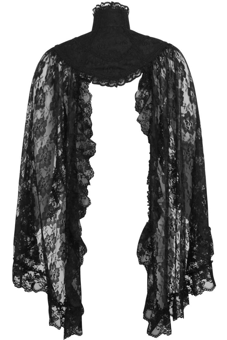 Black Lace Sleeved Bolero Jacket-Daisy Corsets