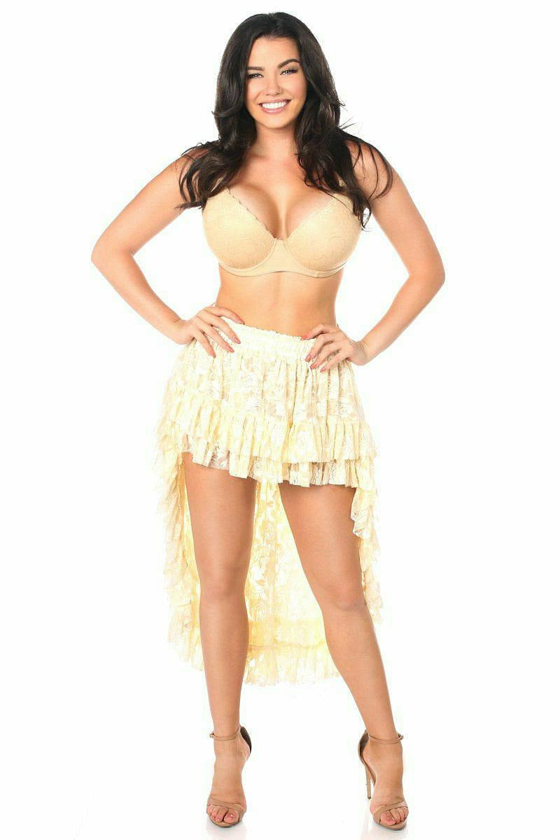 Cream Lace High Low Lace Skirt.