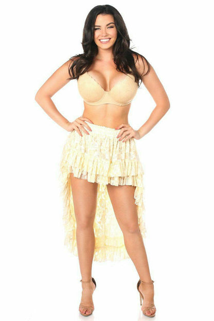 Cream Lace High Low Lace Skirt.