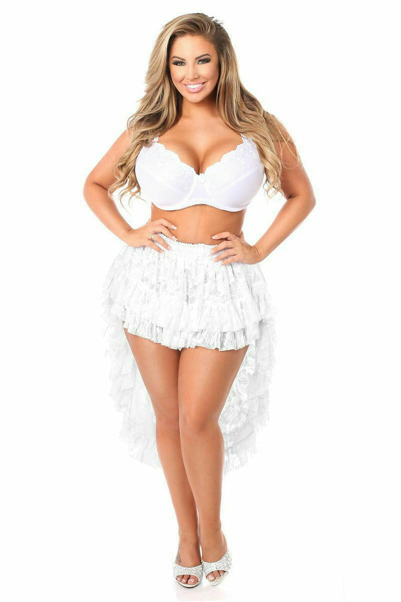 White Lace High Low Lace Skirt-Daisy Corsets