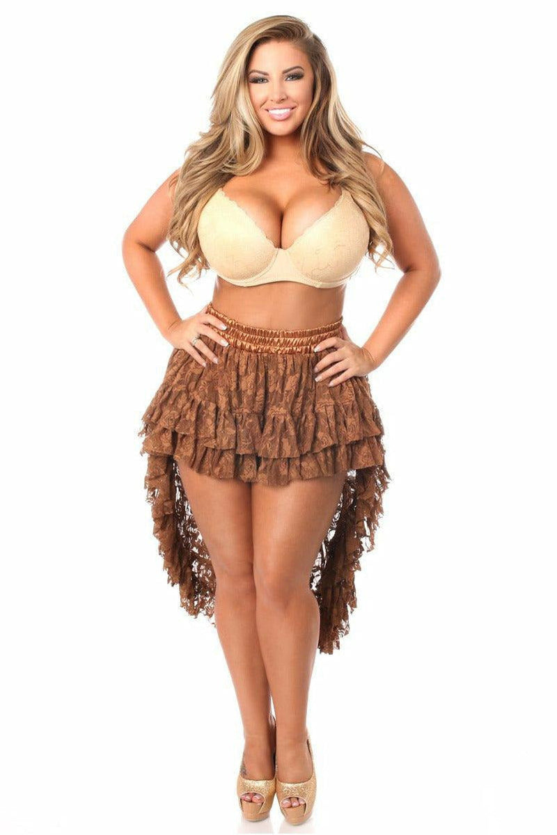 Brown Lace High Low Skirt-Daisy Corsets