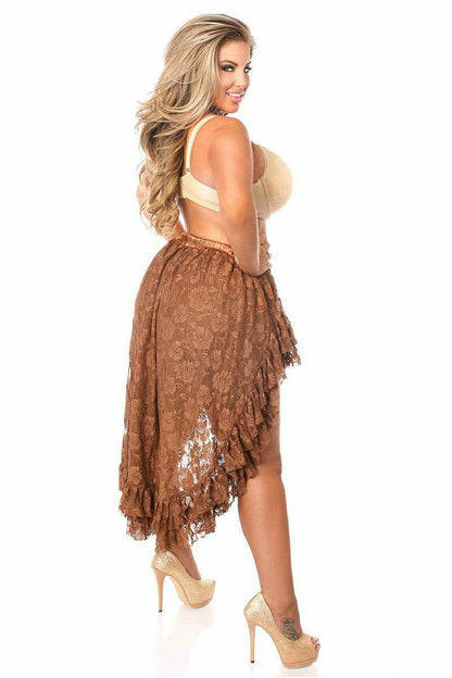 Brown Lace High Low Skirt.