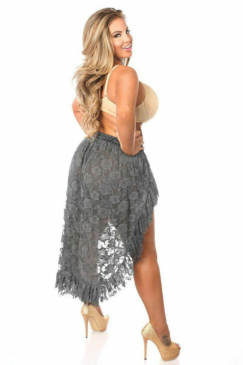 Dark Grey Lace High Low Skirt-Daisy Corsets