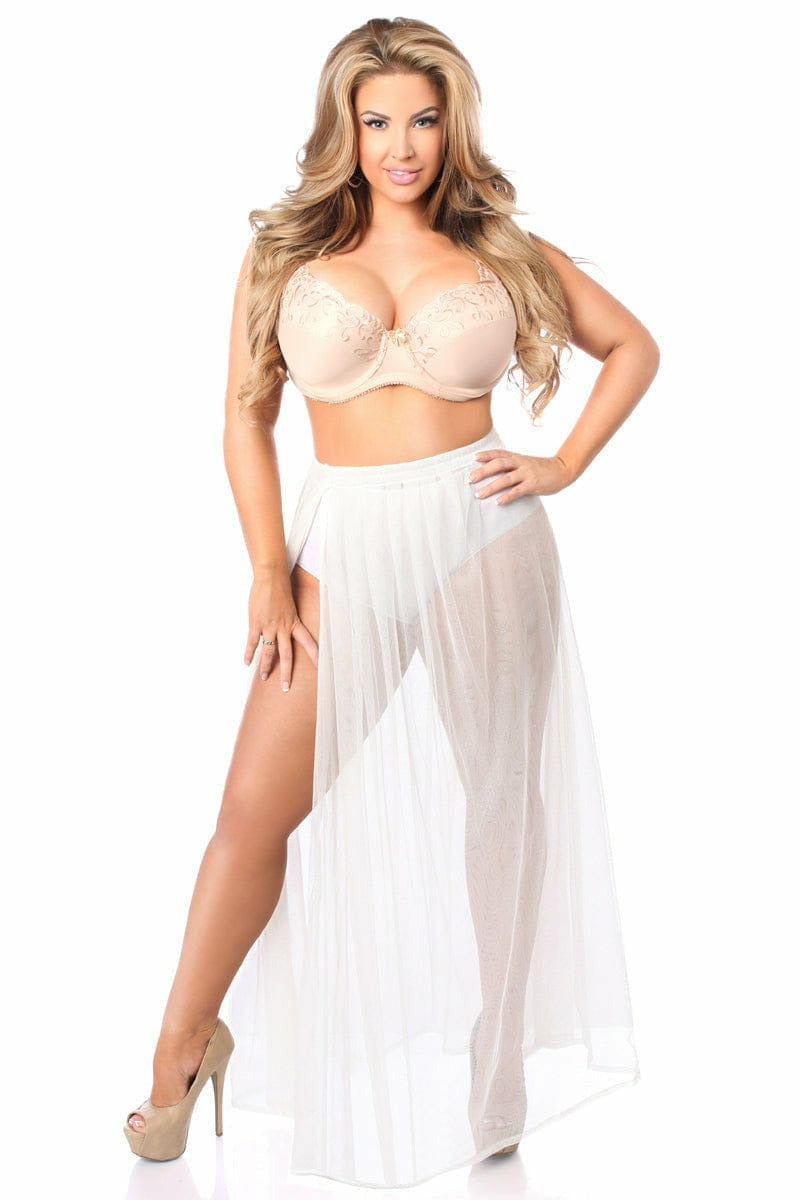 White/Silver Sheer Glitter Skirt.