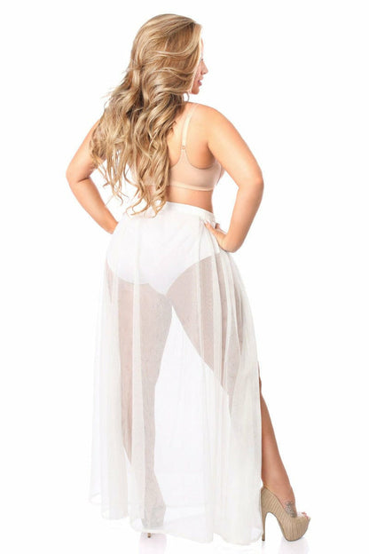 White/Silver Sheer Glitter Skirt.