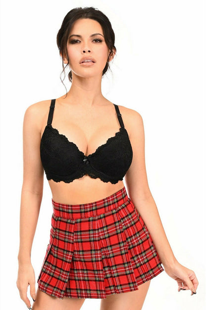 School Girl Red Plaid Mini Skirt.