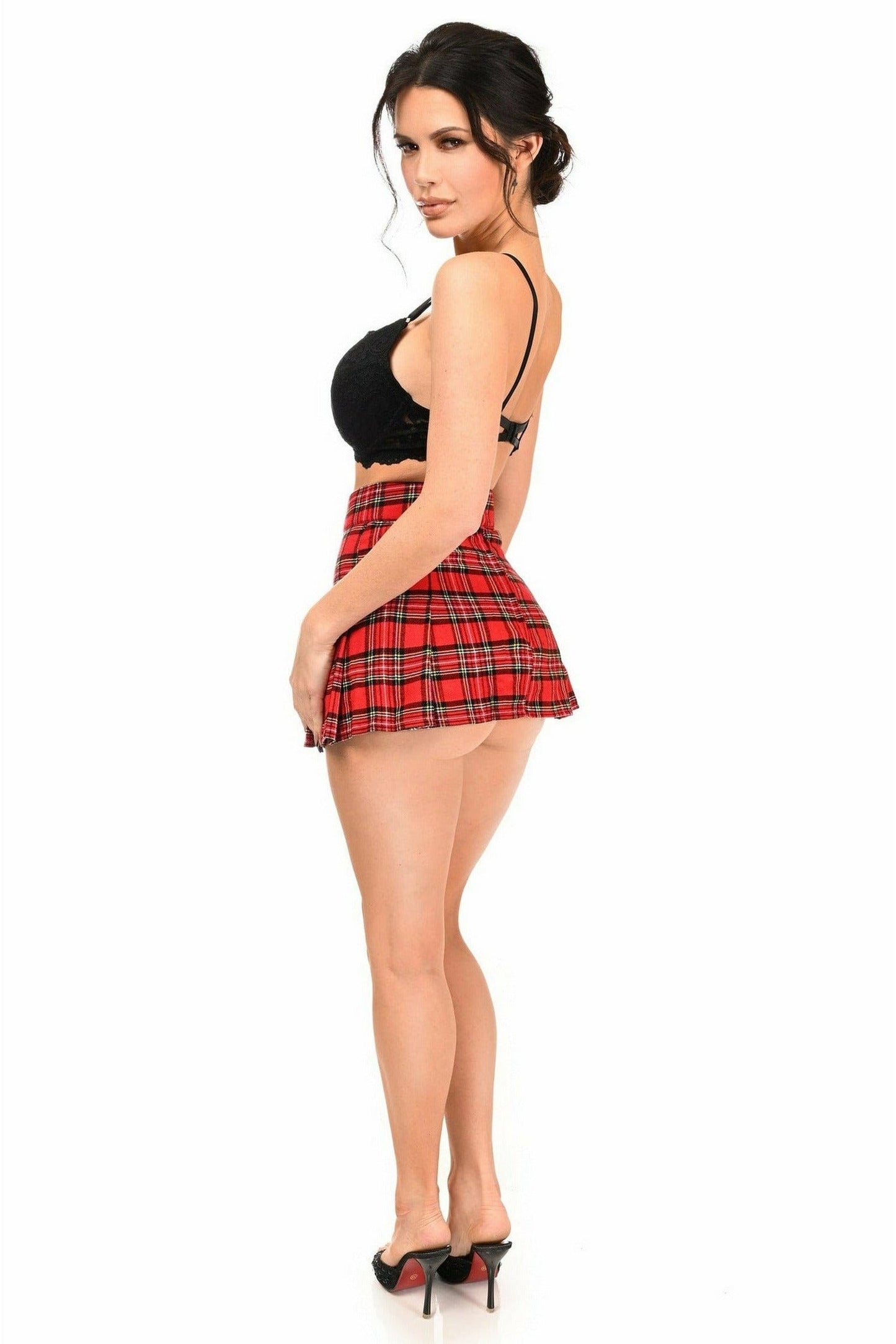 School Girl Red Plaid Mini Skirt.