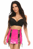 Hot Pink Patent Lace-Up Skirt w/Black Lacing-Daisy Corsets