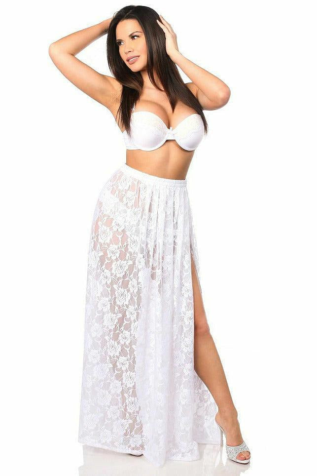 Sheer White Lace Skirt-Daisy Corsets