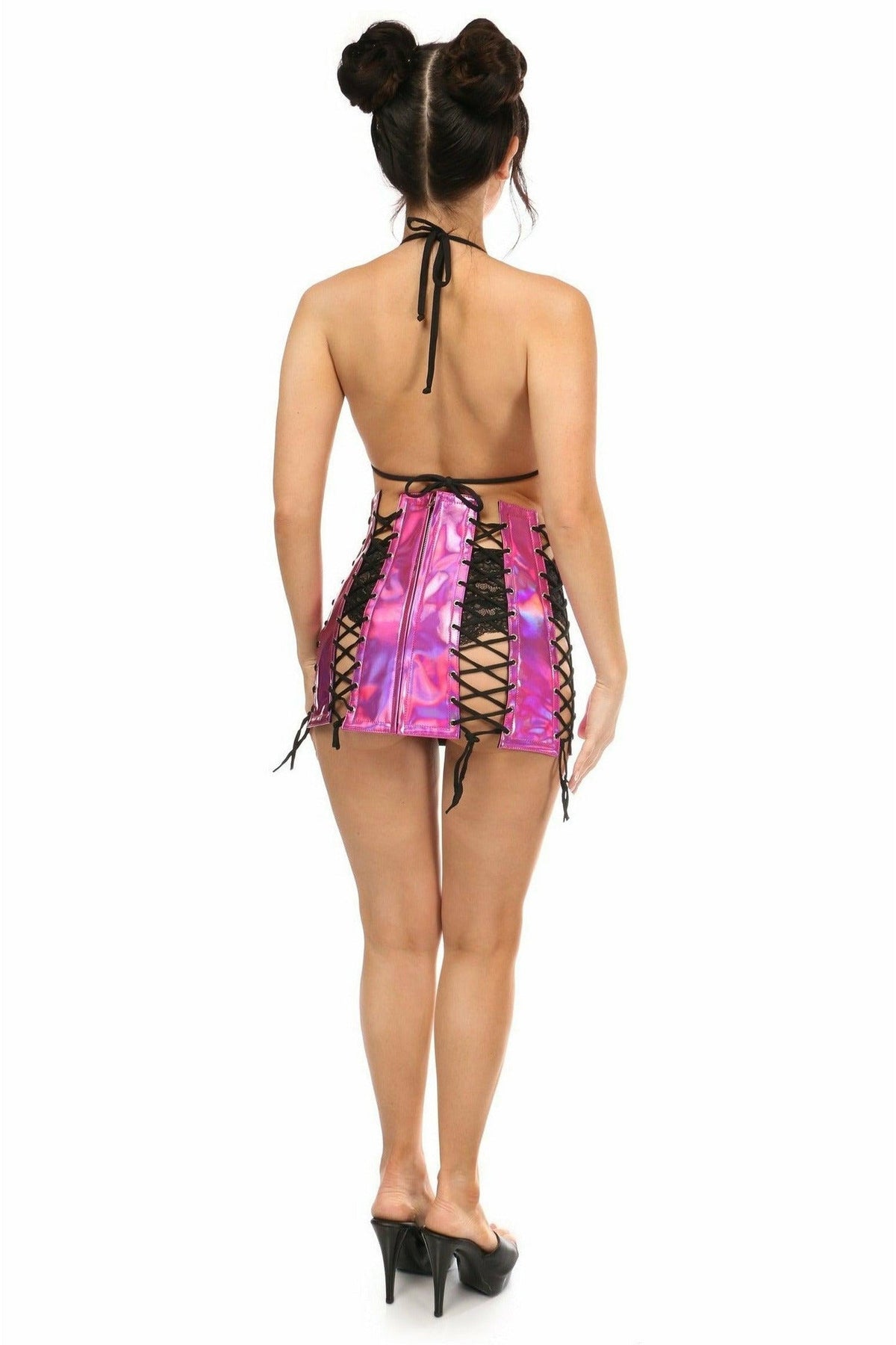 Fuchsia Holo Lace-Up Skirt-Daisy Corsets