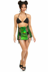 Green Holo Lace-Up Skirt-Daisy Corsets