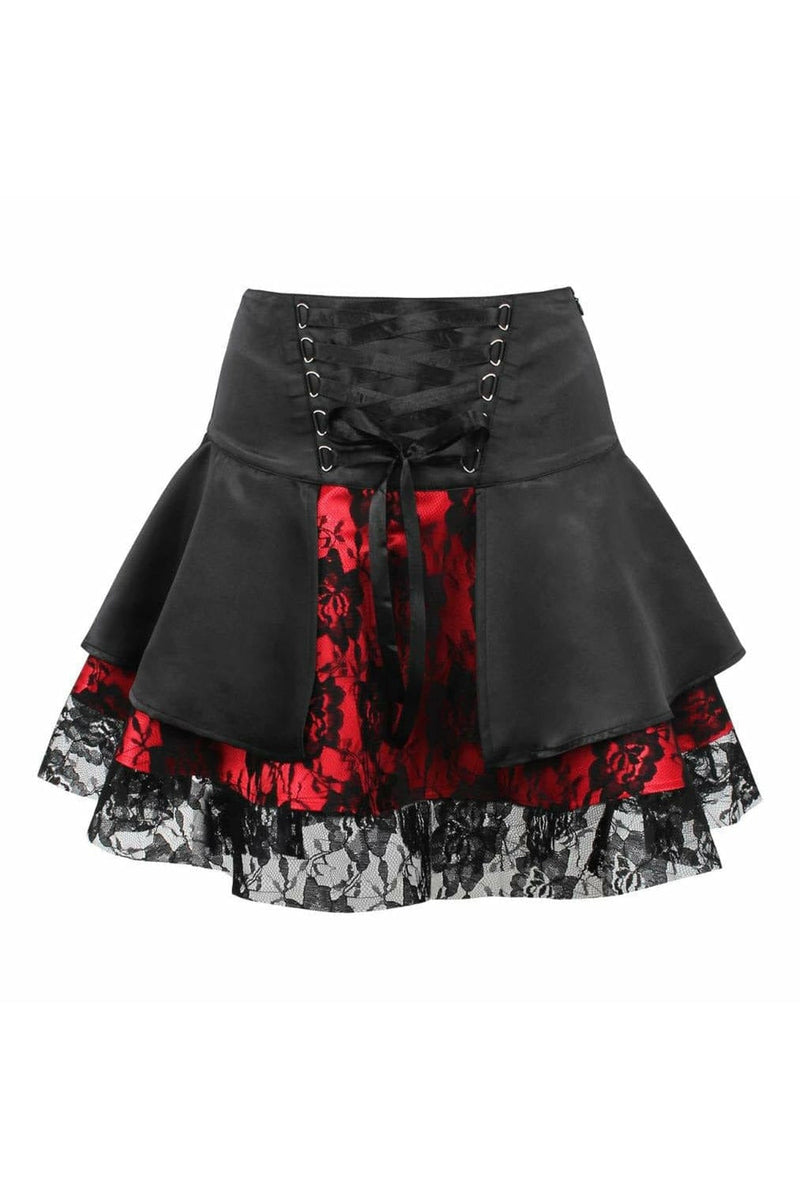 Red w/Black Lace Gothic Skirt-Daisy Corsets