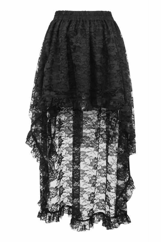 Black Lace Hi Low Skirt.