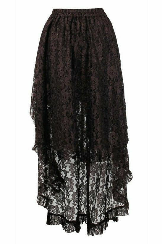 Brown Lace Hi Low Skirt-Daisy Corsets