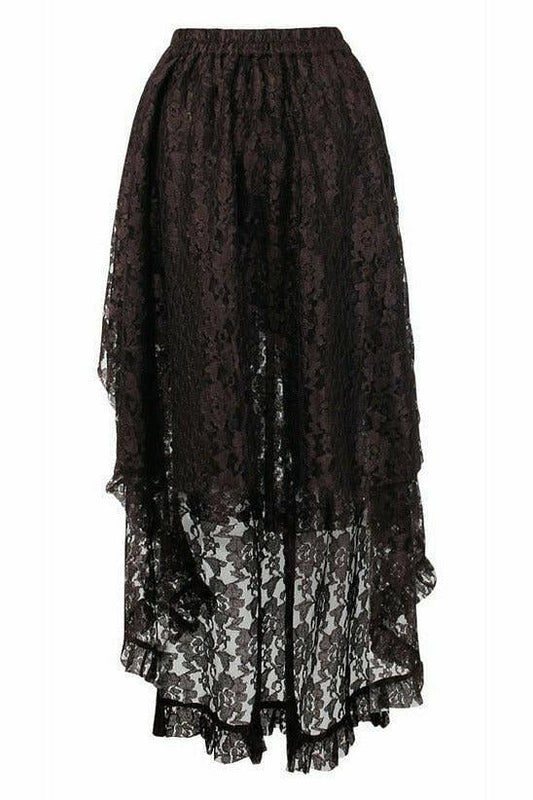 Brown Lace Hi Low Skirt.
