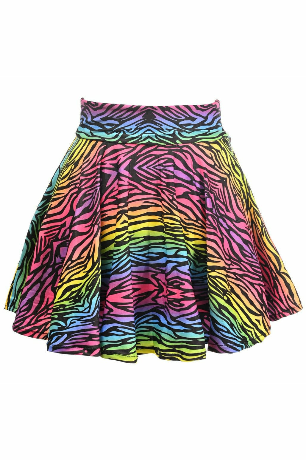 Rainbow Animal Print Stretch Lycra Skirt.