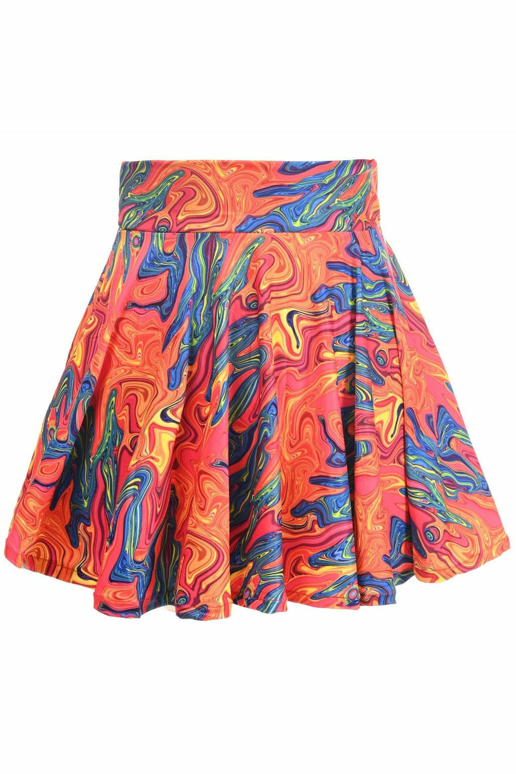 Orange Tie-Dye Stretch Lycra Skirt.