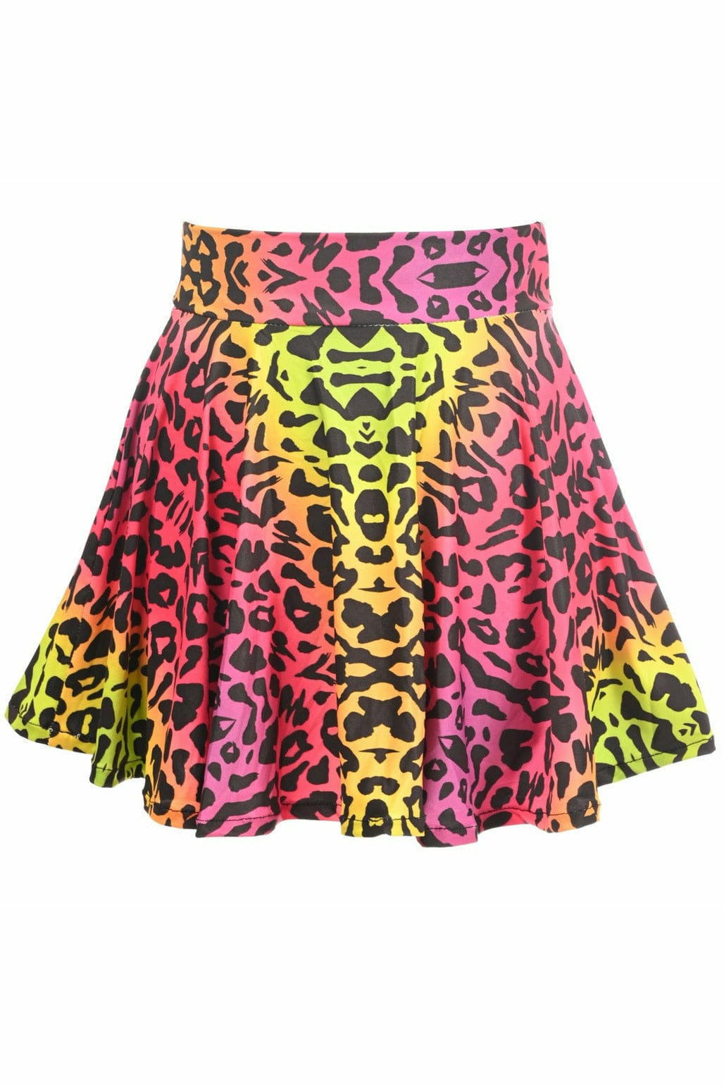 Rainbow Leopard Print Stretch Lycra Skirt.