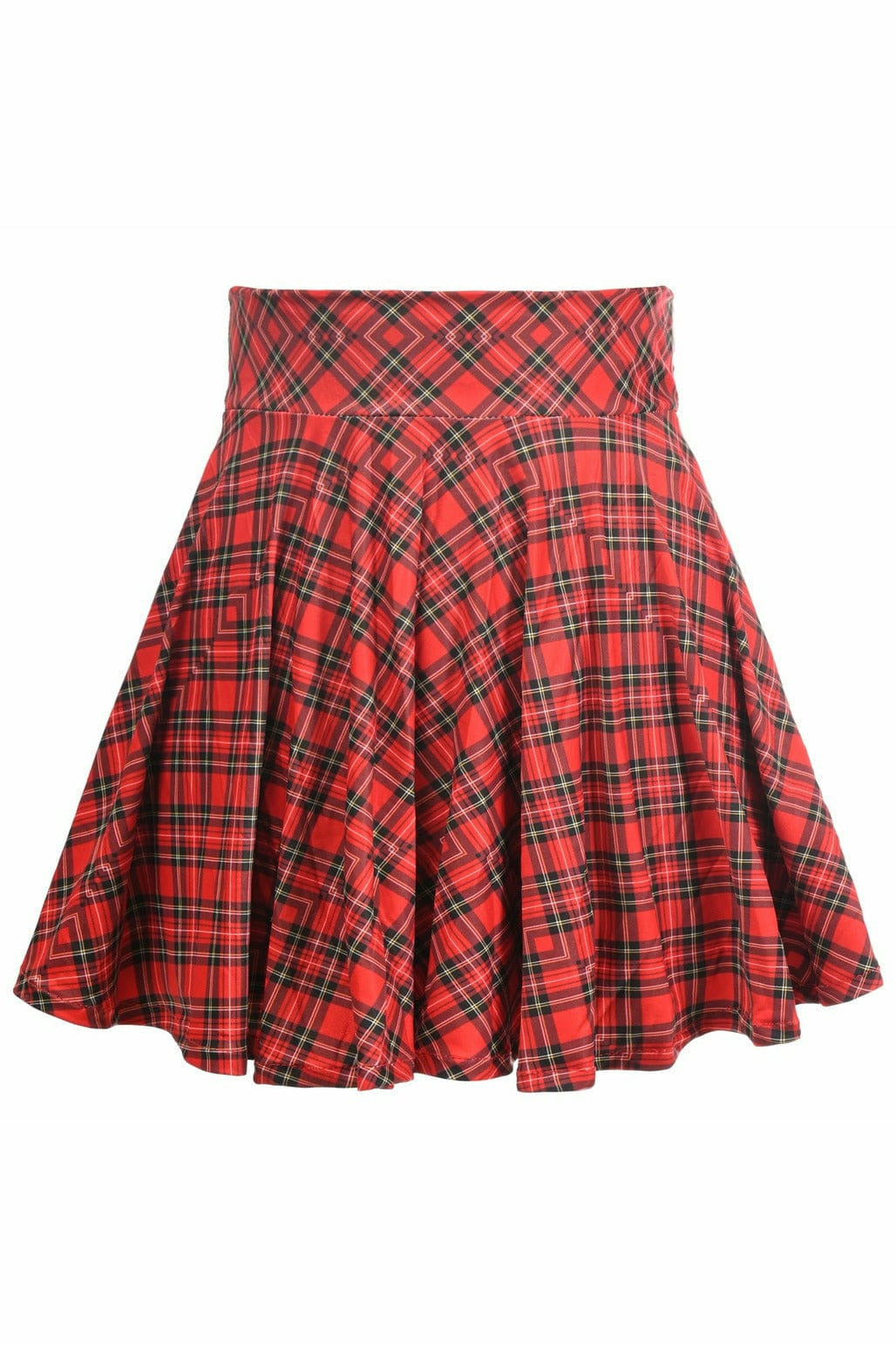 Red Plaid Stretch Lycra Skirt.