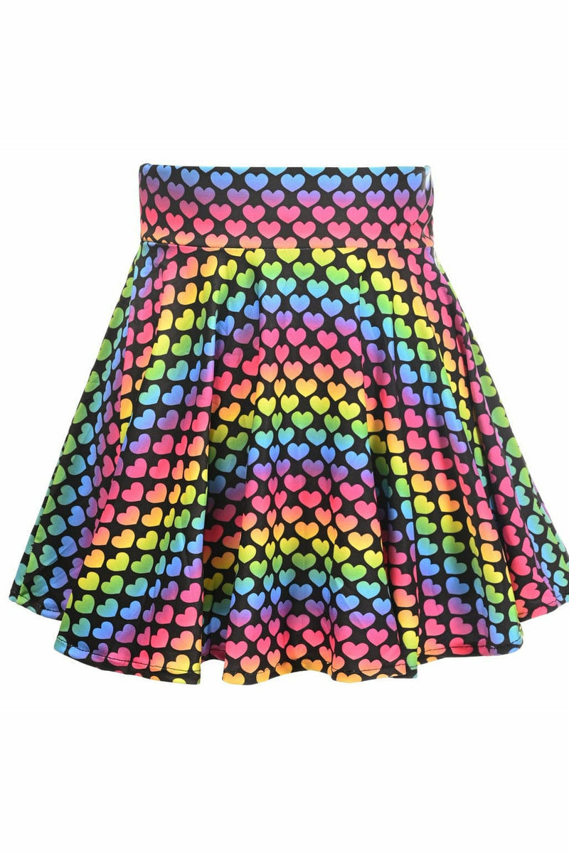 Rainbow Hearts Stretch Lycra Skirt-Daisy Corsets