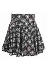 Black & White Skulls Stretch Lycra Skirt-Daisy Corsets