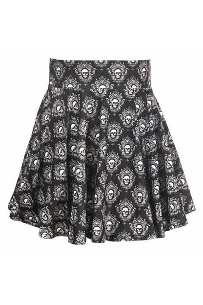 Black & White Skulls Stretch Lycra Skirt.