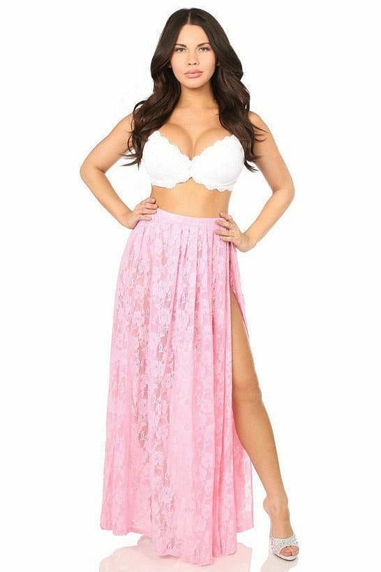 Sheer Lt Pink Lace Skirt-Daisy Corsets