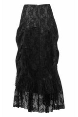 Black w/Black Lace Overlay Ruched Bustle Skirt-Daisy Corsets