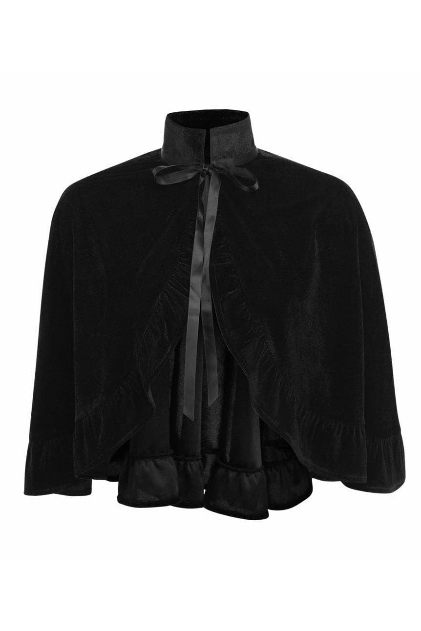Black Velvet Ruffle Cape.
