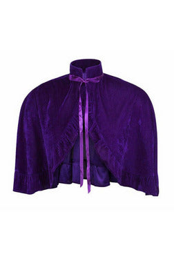 Dark Purple Velvet Ruffle Cape.