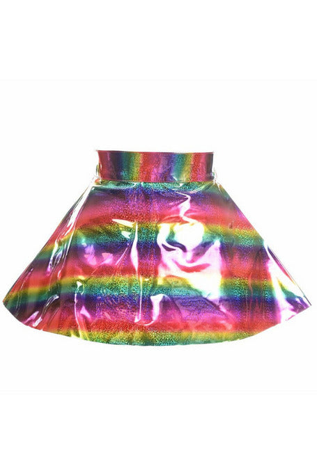 Rainbow Glitter PVC Skater Skirt-Daisy Corsets