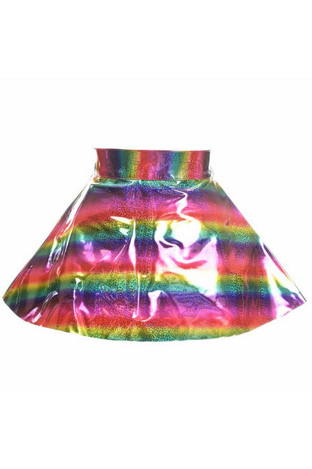 Rainbow Glitter PVC Skater Skirt.