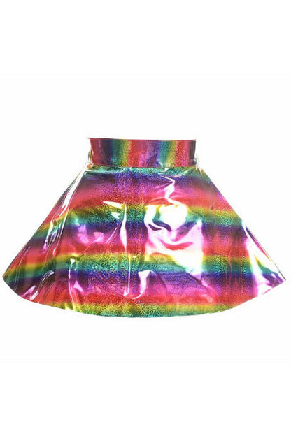 Rainbow Glitter PVC Skater Skirt.