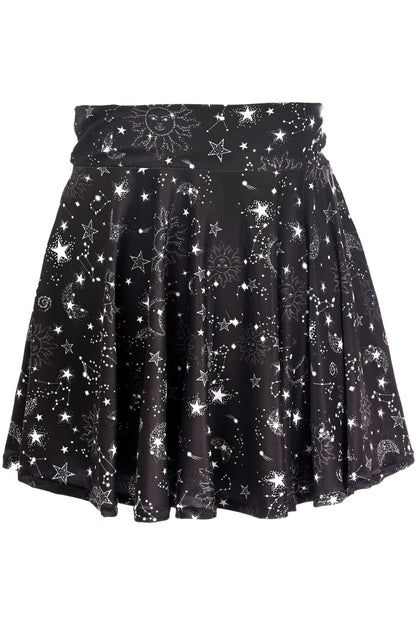Celestial Print Stretch Lycra Skirt.