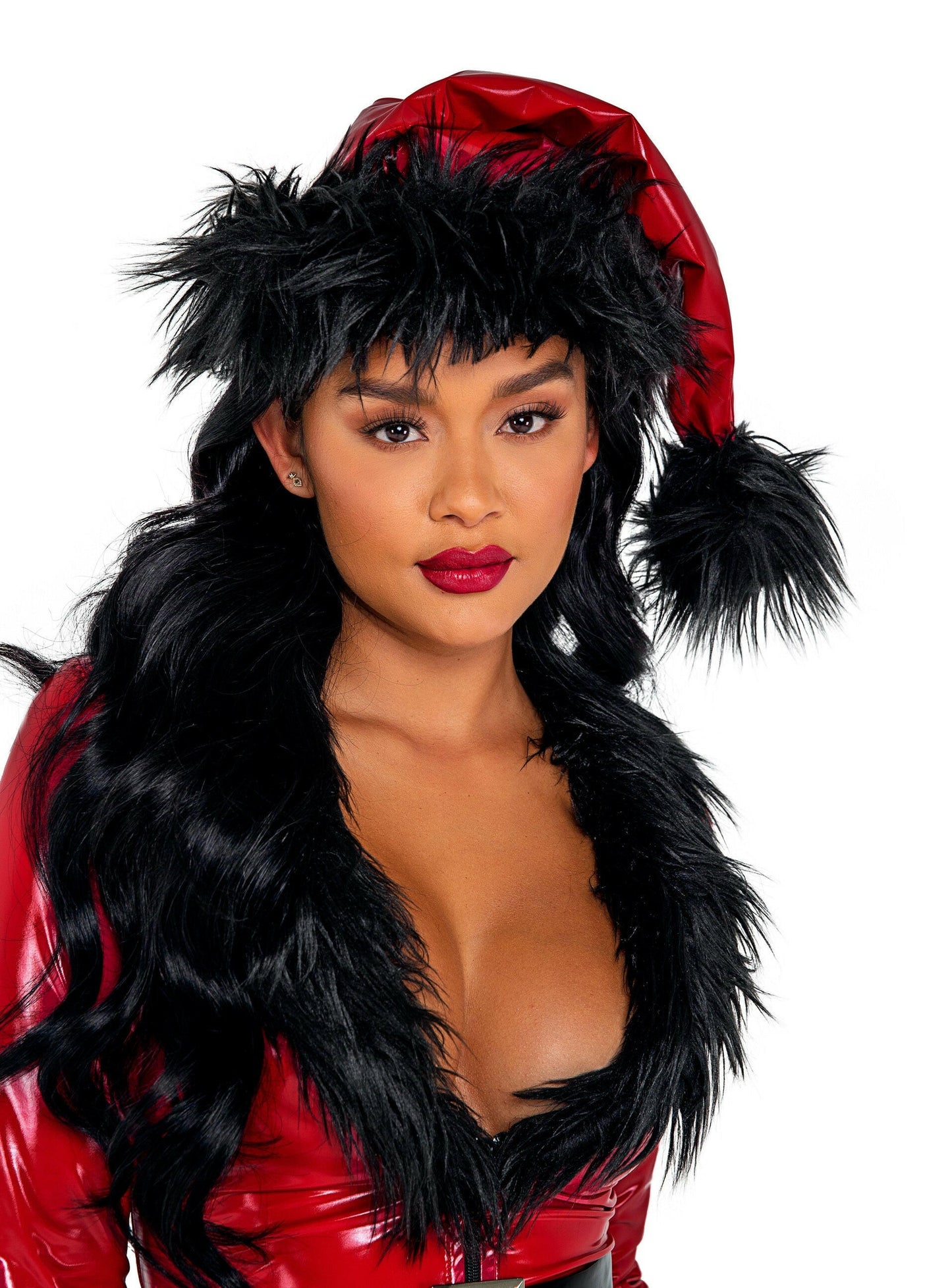 Roma Vinyl & Faux Fur Santa Hat  - Costume Accessory.