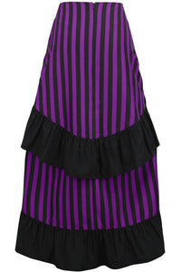 Black/Purple Stripe Adjustable High Low Skirt-Daisy Corsets