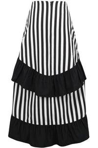 Black/White Stripe Adjustable High Low Skirt-Daisy Corsets