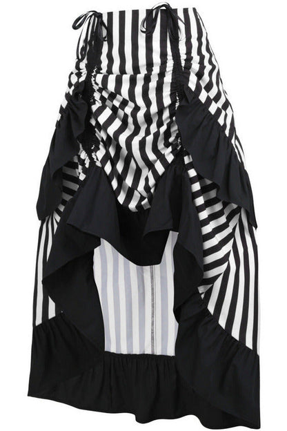 Black/White Stripe Adjustable High Low Skirt.