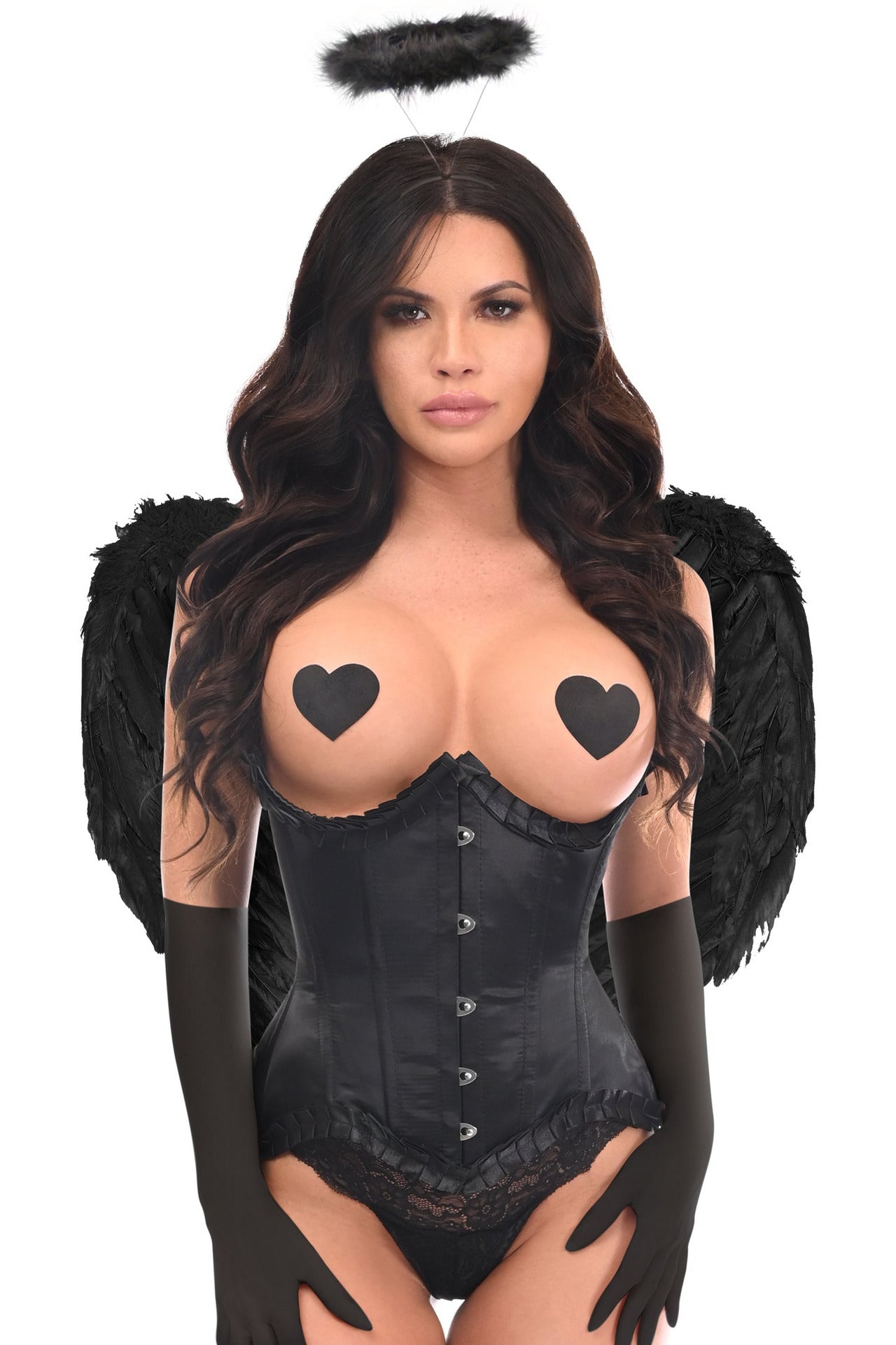 Top Drawer 4 PC Pin-Up Dark Angel Corset Costume.