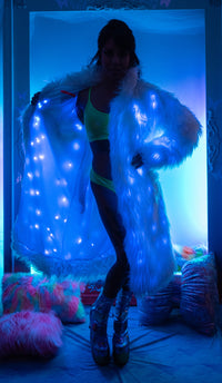 Solid Mid-Length Light-Up Coat - Festival Wear-J. Valentine