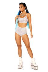 HOLOGRAPHIC HIGH-WAIST SHORT - Festival Wear-J. Valentine