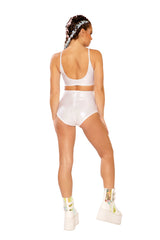 HOLOGRAPHIC HIGH-WAIST SHORT - Festival Wear-J. Valentine