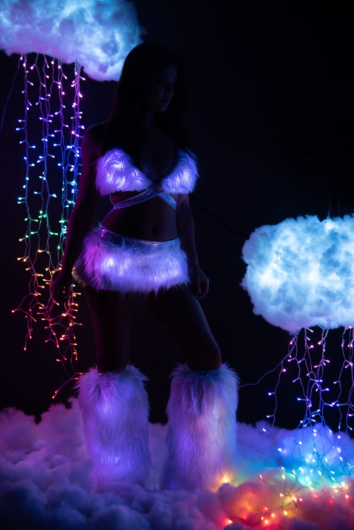 Faux Fur Light-Up Skirt - Festival Wear-J. Valentine