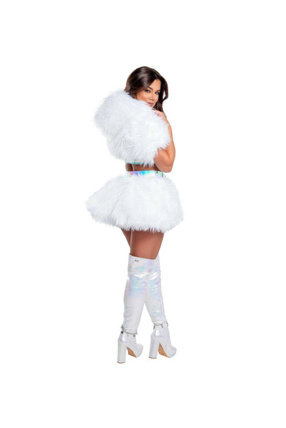 J. Valentine Light-Up Faux Fur Belted Skirt - Festival Wear.