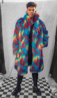 Unisex Faux Fur Mid-Length Coat - Festival Wear-J. Valentine